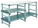 Tables de découpe 160-180-200 x 60 cm, 2/3 niveaux, dessus PE blanc 2 cm 
