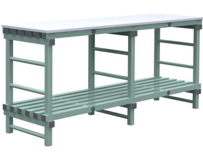 Tables de découpe 160-180-200 x 80 cm, 2 niveaux, dessus PE blanc 2 cm 